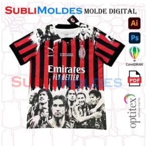 Molde Camiseta Milan Cuello V