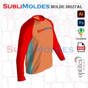 Molde Camiseta Raglan Costados M. larga