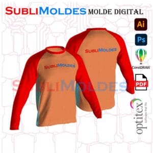 Molde Camiseta Raglan Costados M. larga