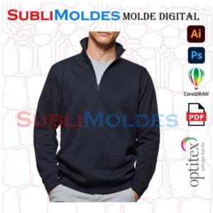 Molde Sudadera Con Cierre Cuello Alto