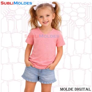 Molde Camiseta Cuello V Niña Casual CAS6